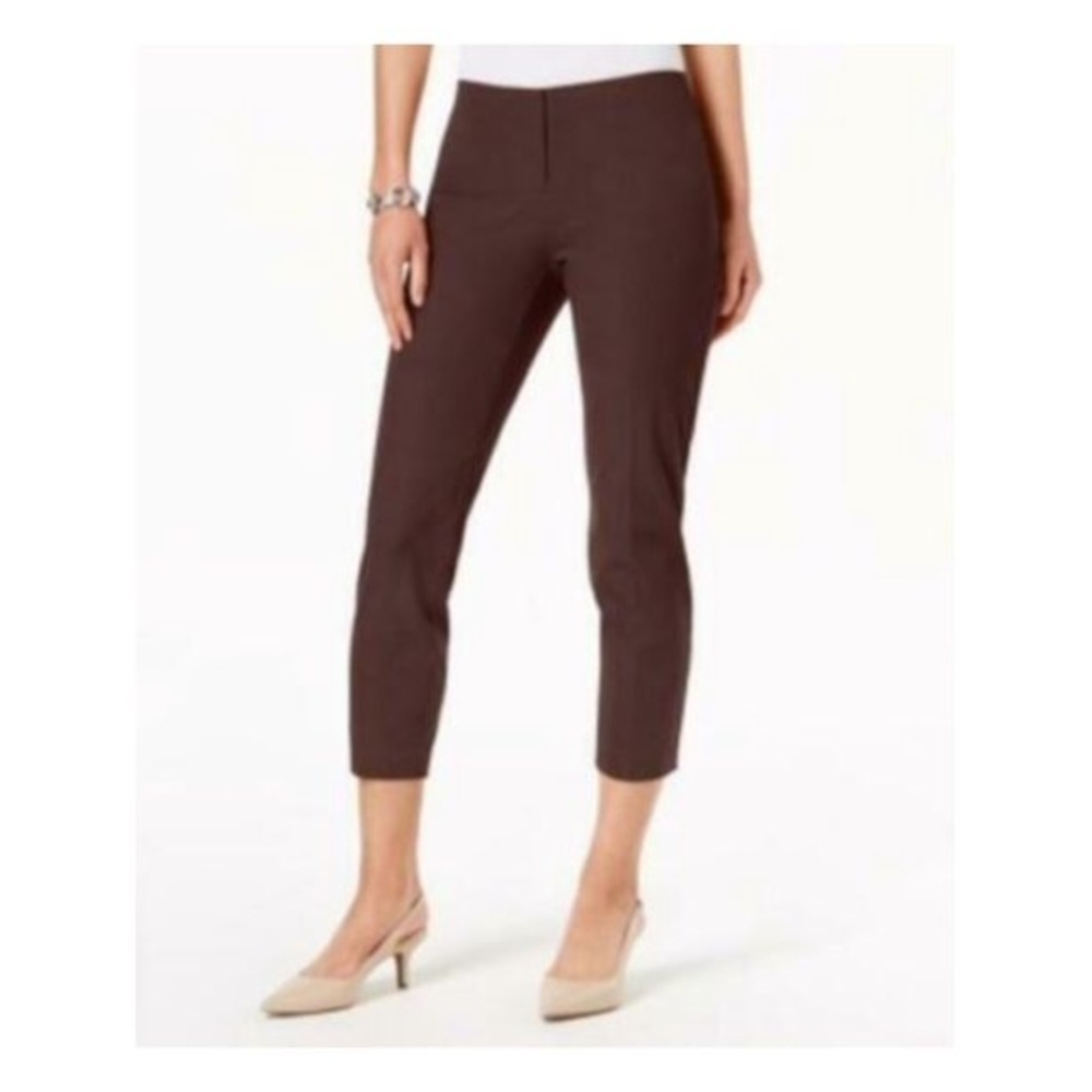 Alfani Skinny Leg Comfort Waist Ankle High Brown Pants 8